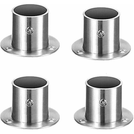 Support de Tringle à Rideau, Rond Supports de Tube de Penderie Acier Inoxydable Cintre à Rideau Support de Rail Mural Prises de Poteau de Placard 40mm 4Pcs (1/5)