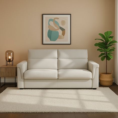 Dmora - Sofá cama 2 plazas Odilia, Sofá convertible para salón, acolchado, desenfundable, calidad 100% Made in Italy, 205x95 h100 cm, Beige (1/5)