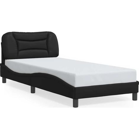 Maison Exclusive - Cadre de lit sans matelas Hvar noir 90x190 cm similicuir (1/5)