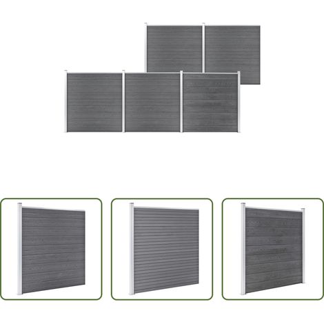 vidaXL Holz-Kunststoff-Zaun - Gartenzaun WPC 872x186 cm Grau (1/5)