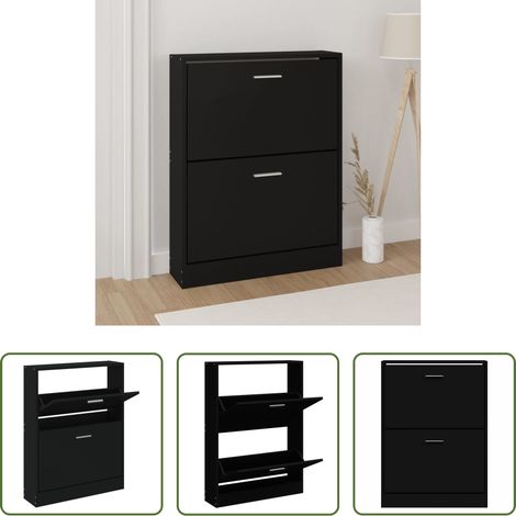 vidaXL Schuhorganizer - Schuhschrank Schwarz 59x17x81 cm Holzwerkstoff (1/5)