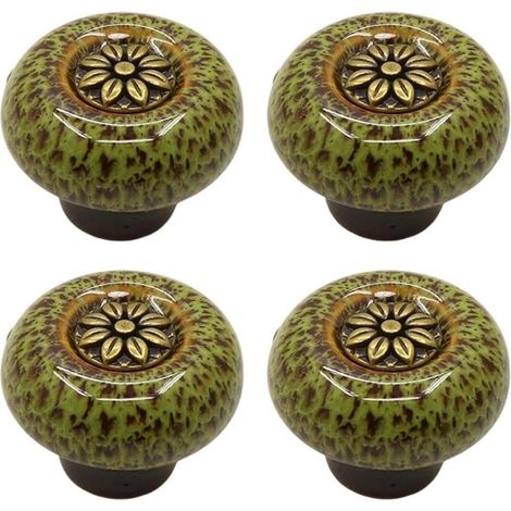 4-piece retro ceramic inserts for drawers and cabinets (Green) (1/5)