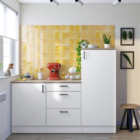 Cucina, 3 Ripiani 3 Cassetti, Apertura Battente, Scorrevole, Bianco - Zafrena