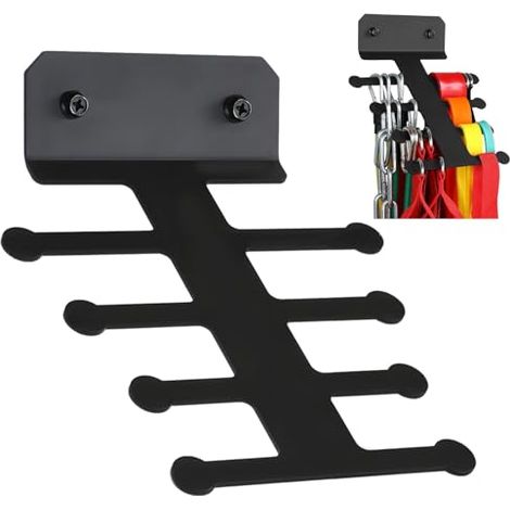 Metallene Wandhalterung mit acht Haken für Fitnessgeräte, Wandhalterung für Widerstandsbänder, Springseile und Klimmzugbänder, die sich nicht verheddern (1/5)