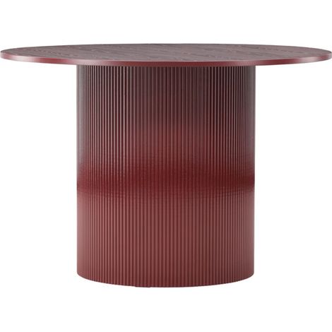 Table à Manger Nervurée "Lenox" 110cm Bordeaux (1/5)