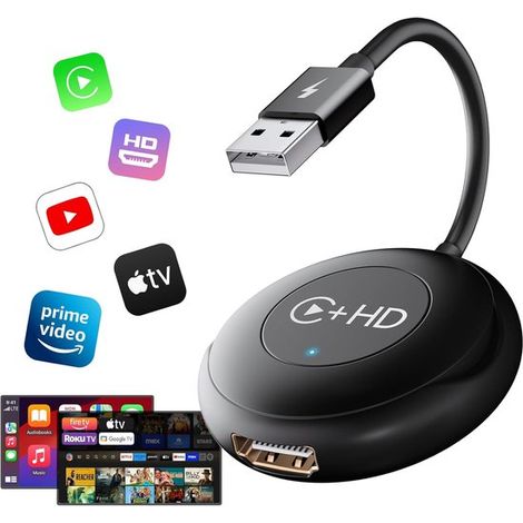 Adattatore wireless CarPlay con connessione multimediale HDMI per auto (TV Mate), converte le connessioni cablate in connessioni wireless. (1/5)