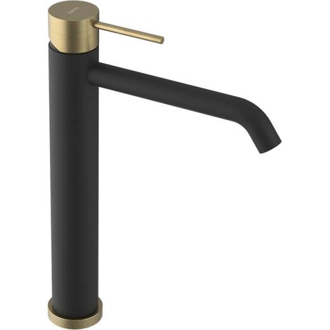 Sapho Ultrasan - Grifo monomando para lavabo, negro mate/oro mate UT007VBG (1/2)