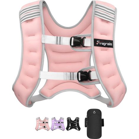 Gilet Lesté, Veste Lestée de 6 kg/8 kg/10 kg/12 kg/16 kg pour Femmes, Pochette Amovible pour Téléphone, Idéal pour la Marche, la Musculation, L'entraînement et Le Cardio (1/5)