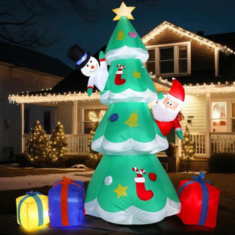 Sapin de Noël Gonflable 1,8m avec LED Intégrées, Décorations Extérieures de Jardin, Arbre Lumineux Soufflé pour Pelouse, Maison, Fête de Noël (1/5)