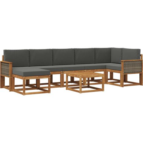 Ensemble de canapés d'extérieur 8 pc Naturel et Anthracite vidaXL (1/5)