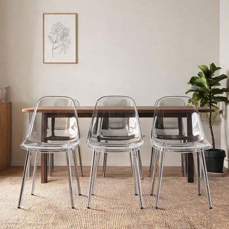 Chaises transparentes en acrylique PET à piétement argenté lot (1/5)