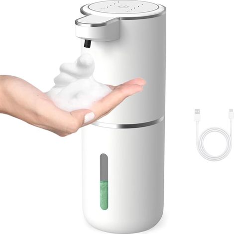 Automatischer Seifenspender mit Infrarotsensor, 380 ml Fassungsvermögen, 4 einstellbare Geschwindigkeiten, elektrischer Seifenspender, USB-aufladbar, IPX5 wasserdicht, schwarz.