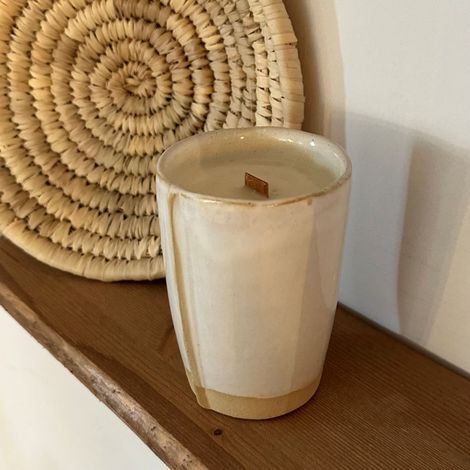 Bougie végétale - Mug Faro blanc - fait main - 190gr (1/5)
