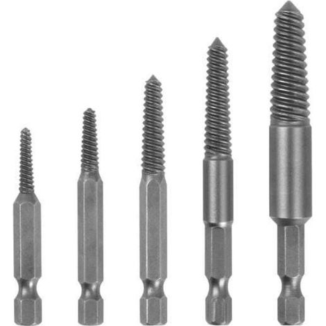 Screw Extractor, Bolt Extractor, 5-Piece Broken Screw Extractor with Hex Shank and Fine Tooth, Damaged Bolt Removal Tool, Suitable for 5-18mm Screws (1/5)