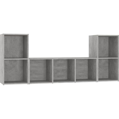 Conjunto de muebles mueble aparador TV televisión salón dormitorio sala 3 piezas madera ingenierizada gris 020024512