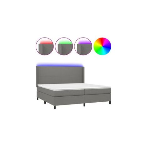 Sommier à lattes de lit matelas LED Gris foncé 200x200 Tissu (1/5)