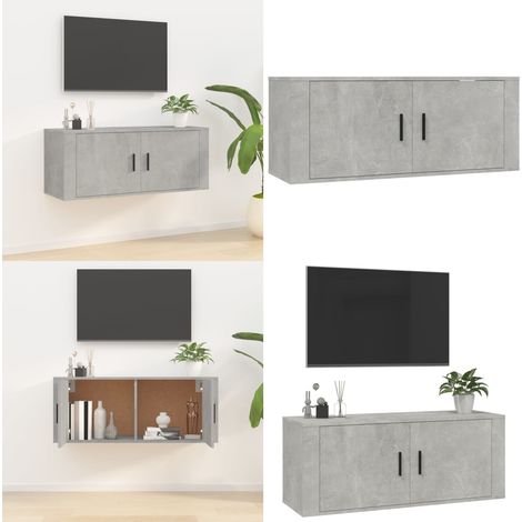TV-Wandschrank Betongrau 100x34,5x40 cm - TV Schrank - Wandregal - Wohnwand - Beton Grau - Fernsehschrank - Home & Living (1/5)