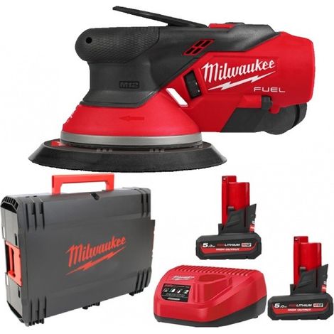 Levigatrice Palmare Rotoorbitale 150mm M12 +2 Batt. 5Ah Con Orbita Milwaukee M12 FROS5-502X 2.5mm (1/3)