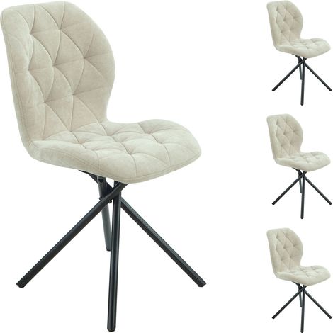 Lot de 4 chaises rotatives 47x58x85 cm en tissu beige - KAYRA