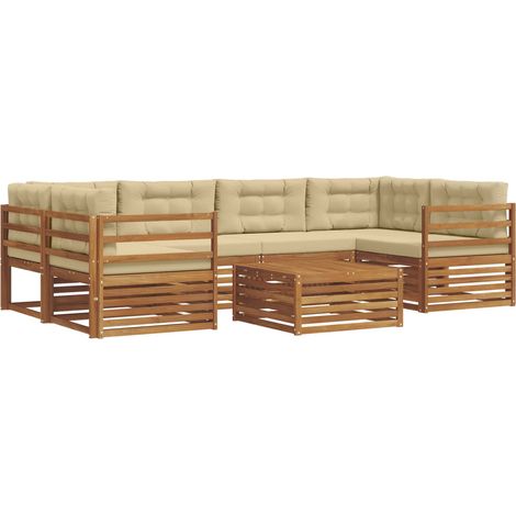 Outdoor Sofa Set with Cushion 7 pcs Natural and Beige vidaXL (1/5)