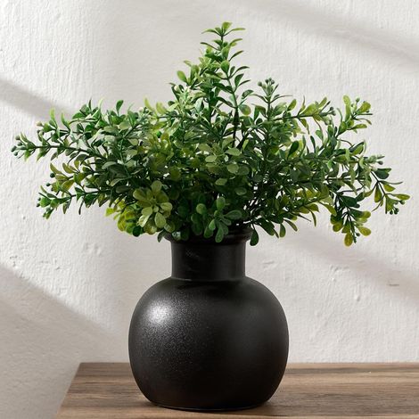 Vase à fleurs en céramique de 14 cm - vase nordique minimaliste - Décoration d'intérieur moderne et esthétique - Décoration de ferme pour bouquet de fleurs fraîches séchées à l'herbe de la pampa (1/5)