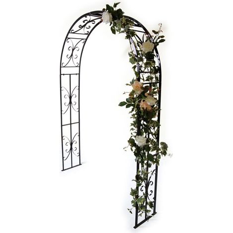 Buckingham Arch (Inc Ground Spikes), Garden Archway - Solid Steel - L30.4 x W137.2 x H218.4 cm - Black