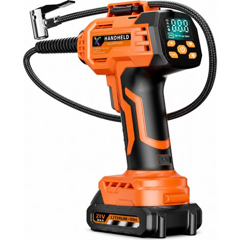 Gonfleur de Pneus Sans Fil pour Voiture, Portable avec Batterie Amovible et Pression Préréglée, Orange (1/5)