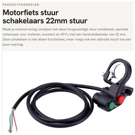 Dailygoods – Motorrad-Lenkerschalter – 22-mm-Lenkerschalter – Scheinwerfer und Blinker – Schwarz – Komfortable Bedienung – Geeignet für Motorräder, … (1/5)