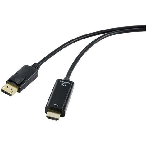 DisplayPort / HDMI Câble adaptateur Fiche mâle DisplayPort, Fiche mâle HDMI-A 5.00 m noir RF-5179192 Câble DisplayPort S603082 (1/4)