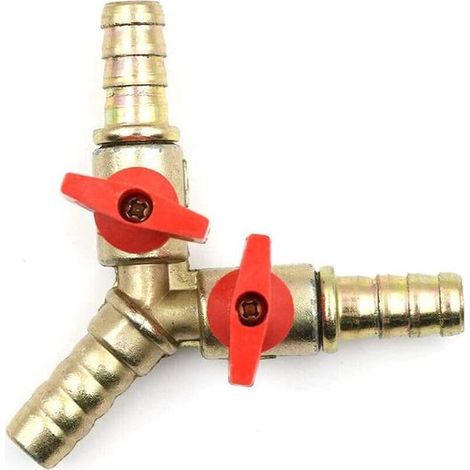 Cosensi – 3-Wege-Kugelhahn – Y-Kugelhahn mit Schlauchanschluss – Aus Messing – Für Wasser, Gas und Öl – Ideal für Garten und Industrie – 8 mm (1/5)