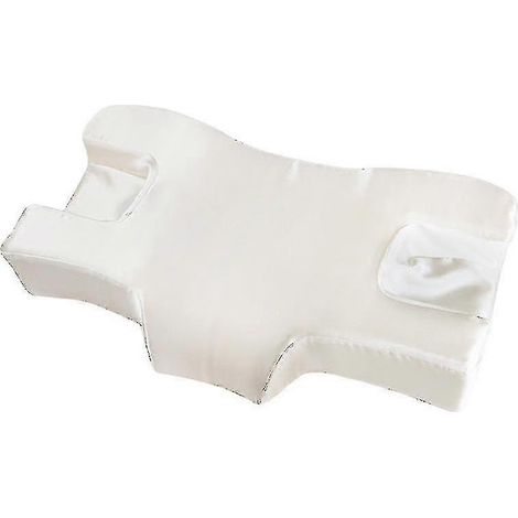 Oreiller de beauté anti-rides pour la nuque, idéal pour les hôtels et les salons de beauté, en mousse à mémoire de forme à rebond lent (satin blanc). (1/5)