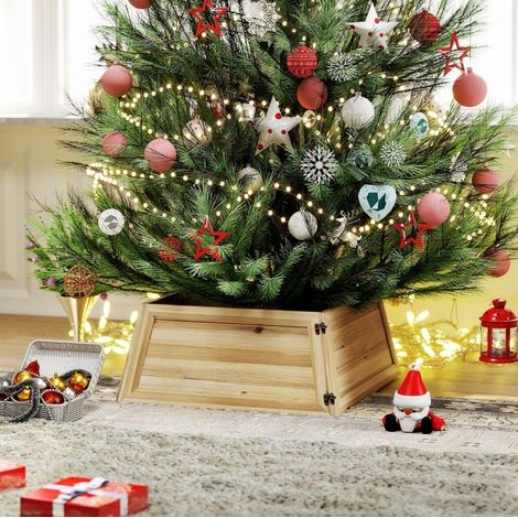 Habillage de pied de sapin 65x65x27 cm en bois naturel, cache-support, pour salon – MEUBLIV (1/5)