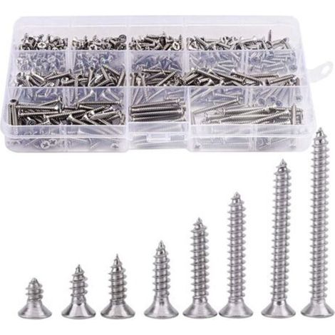 400pcs Vis à tête fraisée en Acier Inoxydable Vis à Tête Plat Cruciformes Vis à Bois (1/5)