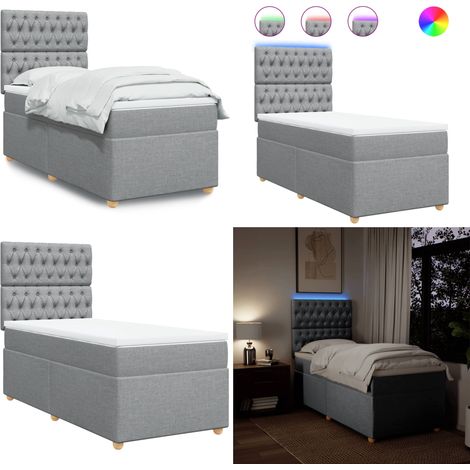 Boxspringbett mit Matratze Hellgrau 100x200 cm Stoff - Boxspringbett - Doppelbett - Bettenrahmen - Lattenrost - Matratze - Home & Living (1/5)