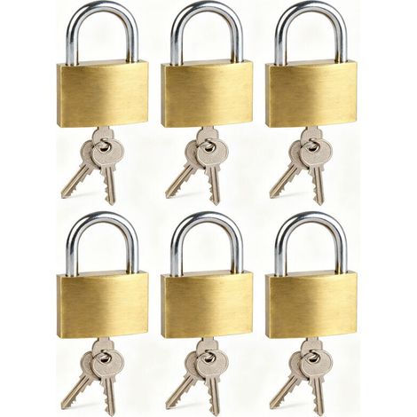 Stahl-Sicherheitsschlösser mit 75-mm-Bogen und ergonomischem Griff – Set mit 3 Vorhängeschlössern und 3 Schlüsseln – ideal für Schränke, Spinde, Koffer und Gepäck – satinierte Messingoptik