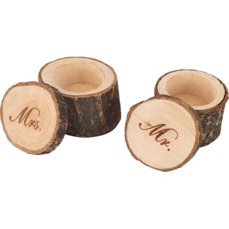 2PCS Wooden Ring Boxes, Retro Wedding Ring Box, Unique Durable Container, Ring Holder, Jewelry Storage Case for Wedding Engagement Party (1/5)
