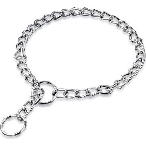 Collier de Chien en Métal Collier Chane de Chien Collier Ras du Cou de Chien en Acier Collier Anti-Glissement Ras du Cou de Marche Formation pour Animaux de Compagnie 3 mm x 55 cm (1/4)