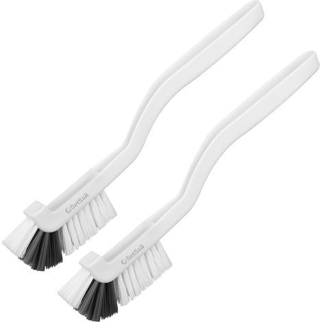 Petite brosse à récurer, brosse à joints miniature à poils souples moyens, brosse de nettoyage des coins et bords pour bouteilles, lot de 2, gris clair (1/5)