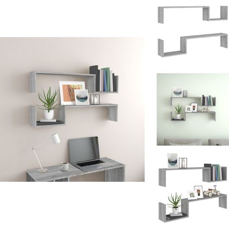 Wandregale 2 Stk. Grau Sonoma 100x15x20 cm Holzwerkstoff - Wandregal - Grau - Holzwerkstoff - Deko Regal - Wohnraumgestaltung (1/5)