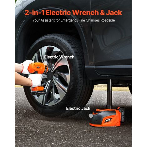Cric Électrique pour Voitures 5 T, Cric de Levage avec Clé à Chocs Électrique, Outil Démonte-Pneu Portable avec Lumière LED et Télécommande, pour Dépannage Routière SUV Berline Garage Atelier (1/5)