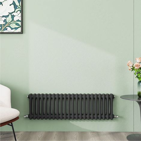 AICA 300x1010mm Anthracite Horizontal Traditional Radiator Cast Iron 2 Column Heating UK