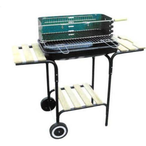 BARBECUE A CARBONE CON RUOTE E PIANI DA APPOGGIO CM 57 X 37 BRACE BBQ FERR 79914 (1/2)