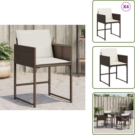The Living Store Chaises de jardin avec coussins lot de 4 marron résine tressée - Chaise De Jardin - Fauteuil De Jardin - Mobilier De Jardin - Résine Tressée - Rotin Synthétique (1/5)
