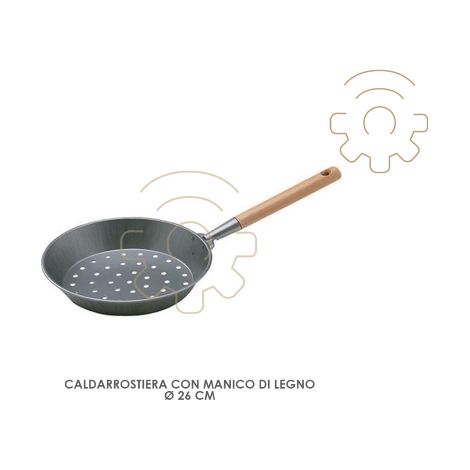 Poêle en châtaignier 26 cm – Manche en bois pour cuisson châtaignes – Finition brillante – Confort et sécurité d'utilisation (1/2)