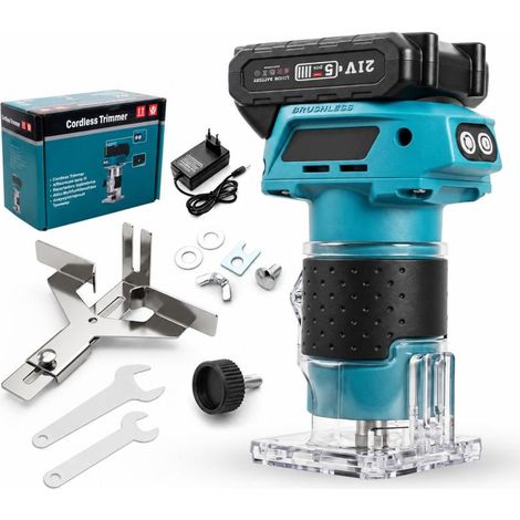 Irovami Défonceuse bois sans balais – 700W, 3000-30000 tr/min, 5 vitesses, 1 batterie