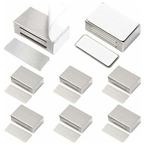 Aimant de Porte Placard Adhesif Lot de 8 Loquets Magnétiques de Porte Mise à Jour sans Vis sans Perçage pour Placard de Cuisine Aimant Fermeture Puissant pour Tiroir, Armoire, des Meubles, etc (1/5)