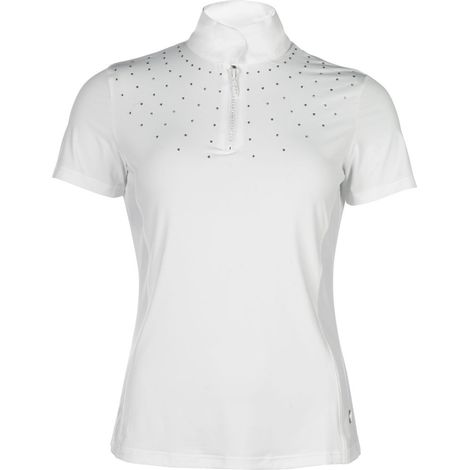 XS, bianco: Maglia donna da concorso modello Skadi con inserto in rete e decoro cristalli (1/5)