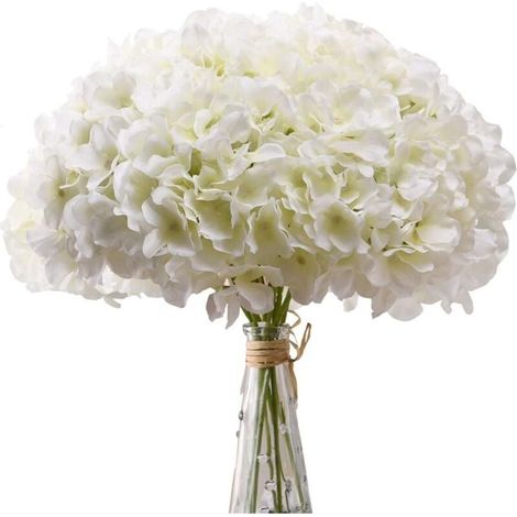 Fleurs d'hortensia artificielles bouquet en réaliste à longue tige convient pour une composition florale décorative soie blanc