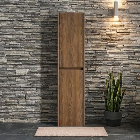 Meuble de salle de bain en bois colonne étroite 2 portes oak (1/5)