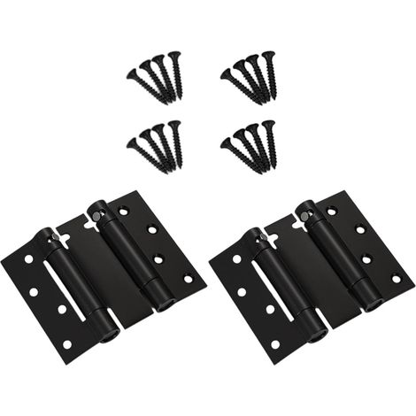 Lot de 2 charnières à ressort à double ouverture en acier - Fermeture automatique - Fermetures réglables - Résistantes à la rouille - Pour intérieur et extérieur - Charnières de porte à fermeture (1/4)